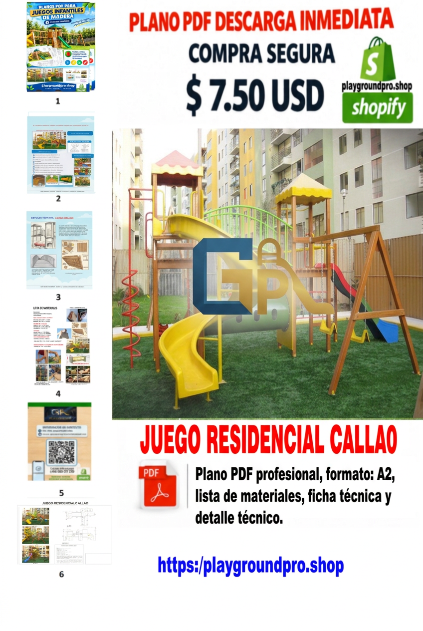 Portada del plano PDF Callao con sello GP y tobogán