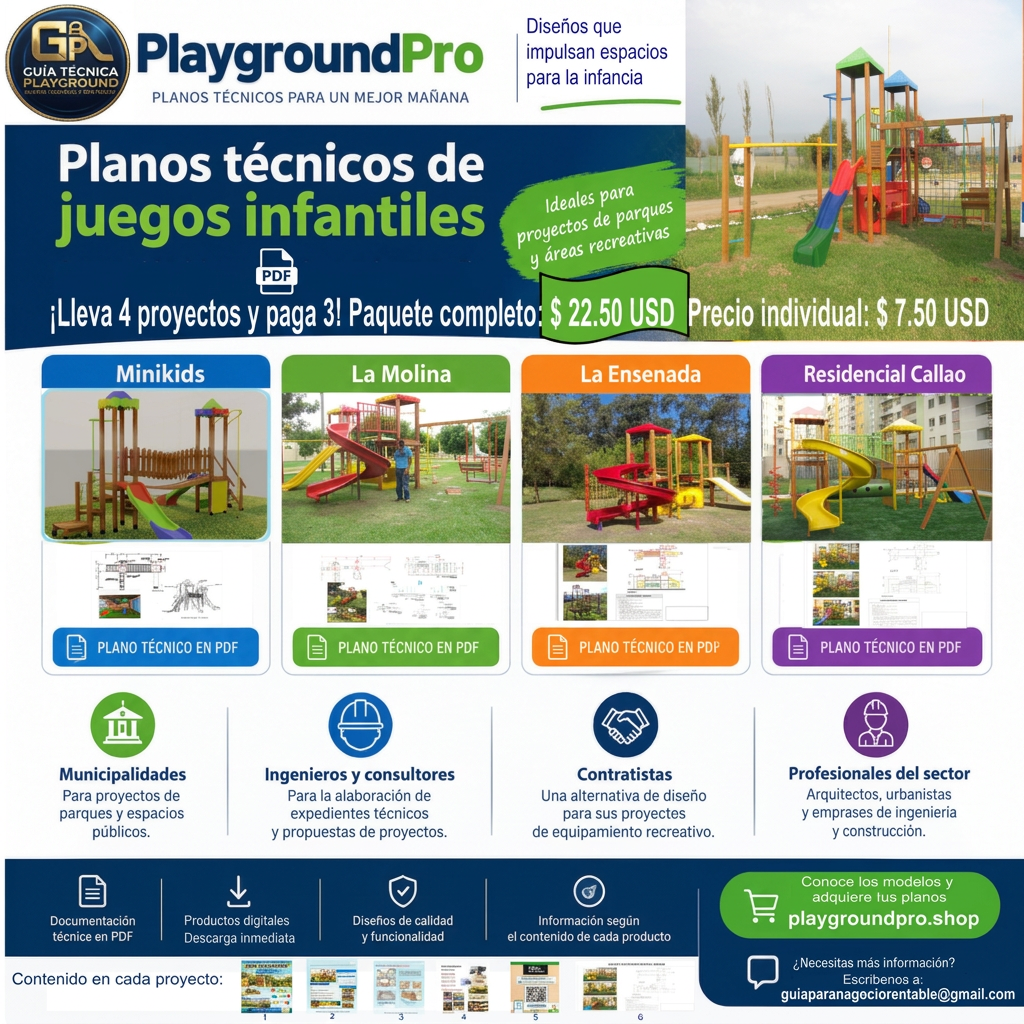 Oferta de cuatro proyectos de juegos infantiles en PDF por USD 22,50