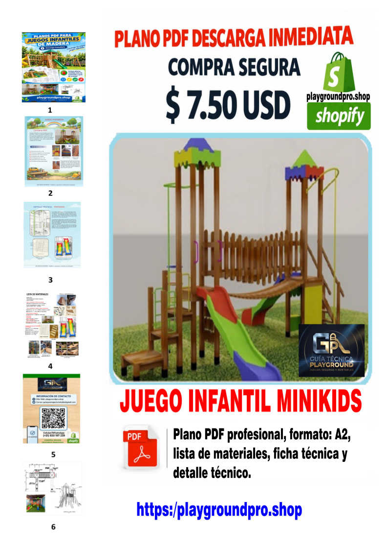 Plano PDF de juegos infantiles " Minikids "